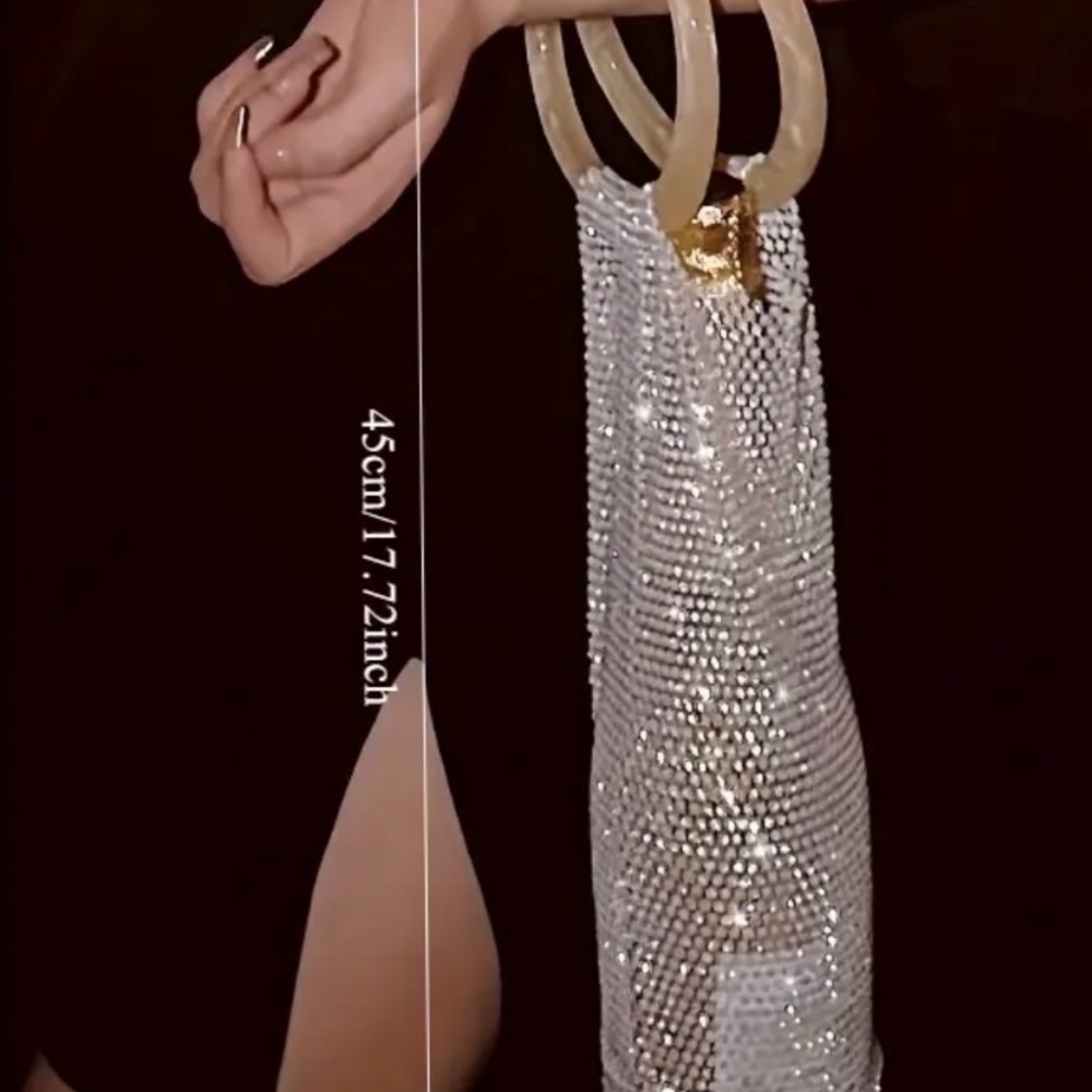 Elegant Silver Rhinestone WINE OR CHAMPAGNE BOTTLE Evening Bag